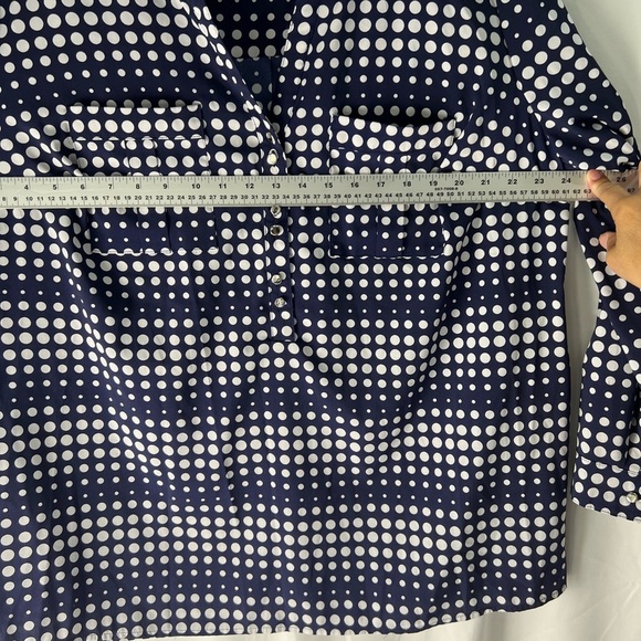 Notations Navy and White Polka Dot Blouse - Picture 12 of 12